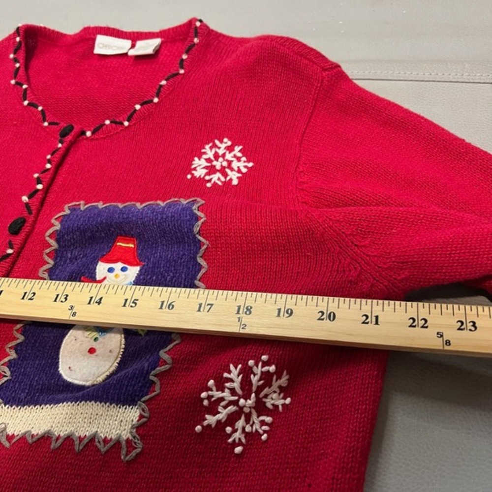 VTG Cherokee Women Red Christmas Xmas Office Party Ugly Sweater Snowman-XL-4333 - Picture 6 of 9